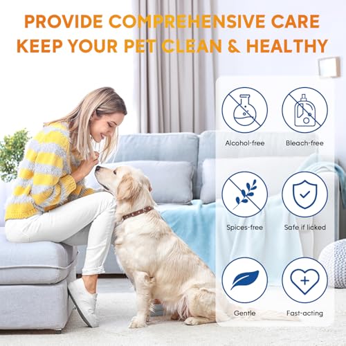 Pjordo Dog Wipes Cleaning Deodorizing, Grooming Wipes & Paw Cleaner, Pet Cleaning Kit for Teeth, Ears, Eyes, Paw, Body, Ear Rinse, Essential Dog Supplies Set