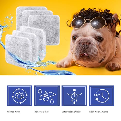 Dog Water Filter Replacement, Dog Water Bowl Filter, Pet Water Filter Compatible with Petmate Replendish Mason Automatic Gravity Waterer Bowls for Cats and Dogs, 6 Pack