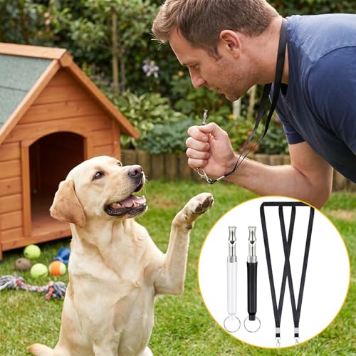 2Pcs Dog Whistle, Dog Whistle to Stop Barking Neighbors Dog Adjustable Dog Training Whistle with Lanyard
