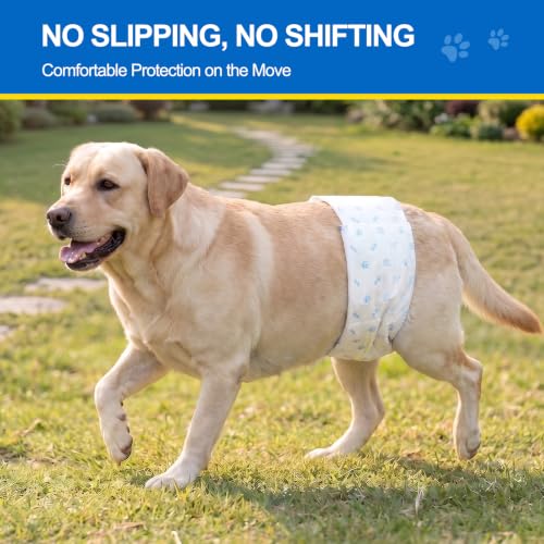 Wowflash 100 Count Dog Belly Bands for Male Dogs, Male Dog Diapers Disposable, Leakproof Dog Wraps with Wetness Indicator, Breathable Quick-Dry, Secure Fit for Doggy Puppy Training, Large - size: Large
