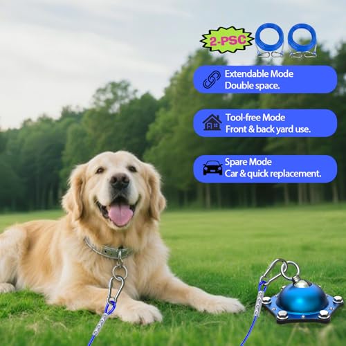 TOPKNOT Dog Tie Out Cable and Stake(up to 200lbs),with 2x20FT Heavy Duty Cables,360°Swivel Dog Run Anchor- No Tangle,Runner for Yard,for Outdoor Camping