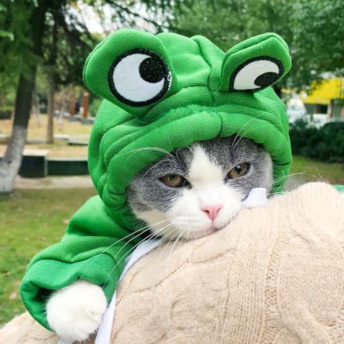 Happy Dog Hoodies for Small Dogs and Cats - Funny Puppy Sweatshirt Coat - Winter, Halloween Frog Costume - Green, Large - color: Green-1, size: Large