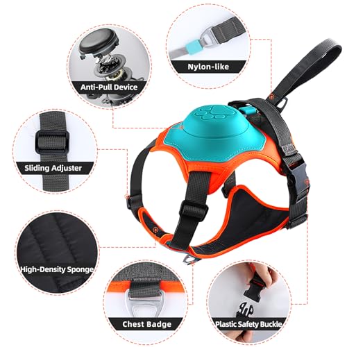 Dog Harness with Retractable Leash 51.2β,2-in-1 Large & Medium Dog Harness Vest with Built-in Auto-Stop Leash, 370 LB of Pull Adjustable Dog Walking Harness-XL, Hand Free Dog Leash Harness Set - size: XL(Neck20.7-31" Chest32-42")