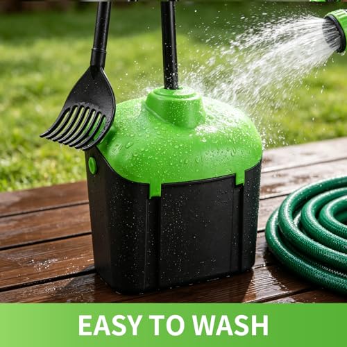 ienjoyed 40" Tall Dog Pooper Scooper with 100 Bags Attachment, Large Capacity Swivel Bin and Rake Metal Pole, Long Handle Pooper Scooper for Large Dogs, Dog Poop Scoop for Yard (Green) - color: Green
