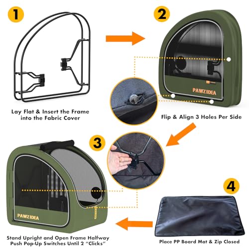 PAWZIDEA 3-in-1 Dog Stroller for Large Dogs with Detachable Carrier, 45% Extra Tall Dog Car Crate up to 100lb Sit Upright, Foldable Pet Stroller for 2 Medium Dogs All-Terrain Jogger, Adjustable Handle - color: Forest Green