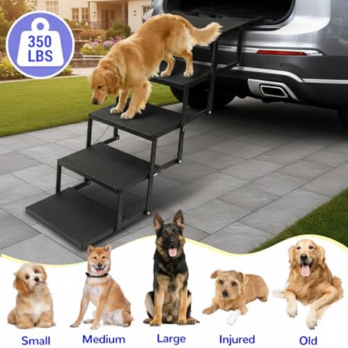 Dog Steps for Car and Truck,25.6" H Foldable Dog Stairs for Large Dogs, Lightweight Pet Stairs Supports Up to 350 lbs, 5 Steps