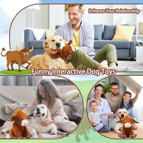YZHDUXIU Highland Cow Dog Toy, Squeaky Dog Toys Stuffed Plush Puppy Toy, Interactive Gifts for Small Large Dogs - color: Brown Cow