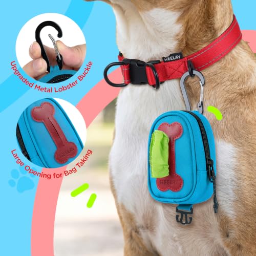Dog Poop Bag Holder for Various Leashes,Hands Free Dogs Bag Holder with Hook loop/Carabiner Clip,Dogs Poop Bags Rolls Holder-Large Capacity,Dog Walking,Blue - color: Blue