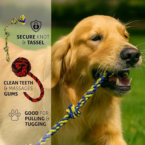 Dog Rope Toys for Medium and Large Dogs | Strong Cotton Rope Set for Chewing, Teething Comfort, Tug Play and Daily Interactive Activities | (2 pcs Dog Toys Combo)