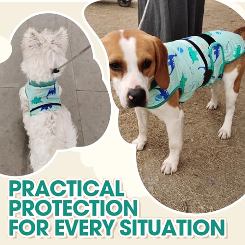 QBLEEV Dog Diapers Overalls, Escape Proof Full Body Female Male Dog Diapers with Suspenders, Reusable Washable Period Pants for in Heat Incontinence, 2-1Detachable Doggie Onesie with Tail Hole - color: Green, size: XS
