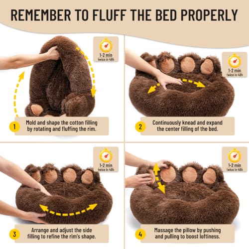 Round Plush Calming Donut Dog & Cat Bed | Calming Design, Donut Shape - color: Coffee, size: Small