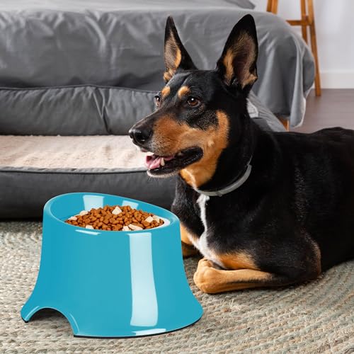 Tilted Elevated Dog Bowls Non-Slip & Non-Spill Pet Feeder with Elevated Detachable Melamine Stand, High Capacity Tilted Dog Bowl for Medium Small Size Dogs M/2 Cup Grass Blue - color: Grass Blue, size: M/2 Cup