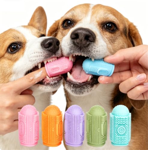 Toothbrush Set for Medium/Large Pet (6 Packs), Finger-Sleeve Toothbrush, Canine Cleaning & Oral Care, Pet Finger Brush, Suitable for Cats and Dogs