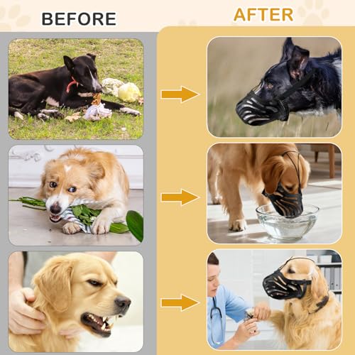 Dog Muzzle, Soft Breathable Dog Muzzles Suitable Dogs, Adjustable Basket Muzzles Prevents Chewing and Biting for Grooming Trimming Training - size: XL ( 66lb )
