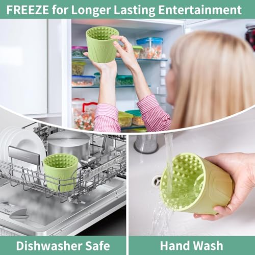 Dog Lick Bowl - Anxiety Relief Slow Feeder Lick Mat, Treat Dispenser, Non-Slip Enrichment Toy for Small, Medium and Large Breeds, BPA Free Silicone (Green, S) - color: Green, size: S