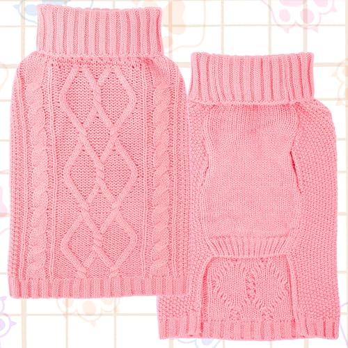 Dog Sweaters for Small Dogs Winter Dog Clothes Turtleneck Puppy Sweater Warm Pet Clothes Knitted Solid Cat Sweater Dogie Outfit XS~L(Light Pink,S) - color: Light Pink, size: Small