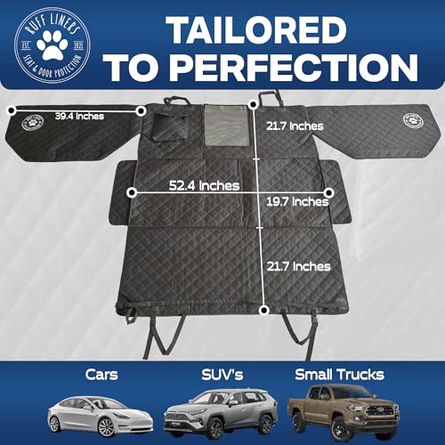 Ruff Liners Dog Hammock for Car, Black – As Seen on Shark Tank – Back Seat Protector for Cars, Mid-Size SUVs, & Mid-Size Trucks – Waterproof, Touch Fasteners, & Belt Slots – Heavy Duty Dog Seat Cover - size: Car / SUV / Small Trucks