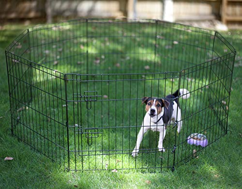 Artmeer Pet Playpen Puppy Playpen Kennels Dog Fence Exercise Pen Gate Fence Foldable Dog Crate 8 Panels 24 Inch Kennels Pen Playpen Options Ideal for Pet Animals Outdoor Indoor(Black 24''x24'') - style: Black 24''x24''