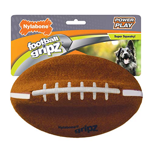 Nylabone Power Play Felt Football Gripz Fetch Toy, Squeaky Ball Chew Toy for Dogs, Large (1 Count) - size: Large
