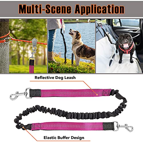 Dog Tie Out Cable for Camping - 50 feet Heavy Duty Overhead Trolley System and Dog Rope Buffer Leash for Dogs up to 200lbs, Portable Reflective Dog Lead Line for Yard, Park and Outdoor
