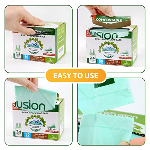 Compostable Trash Bags with handle-tie,Garbage Bags, 2.6 Gallon,Food Waste Bags,Small trash bags for compost bin kitchen,Certified by BPI and OK Compost (2.6G-50count) - color: 2.6G-50count