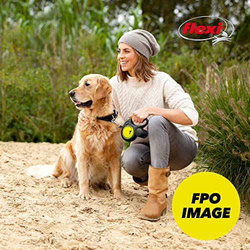 FLEXI Giant Tape Retractable Dog Leash for Extra Large Dogs 110 lbs.+ – 26 ft., Black Neon | Tangle Free Pet Walking Leash with One-Handed Brake, Pause, Lock | German Quality Product - size: Extra Large - 26 ft