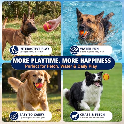 Soulchen 6 Pcs 2.5in Floating Squeaky Dog Balls Toys for Water Play High Bouncy Balls for Interactive Playing Bouncy Fetch Pet Toys for Dogs Durable Rubber Dog Ball for Pool, Lake and Beach