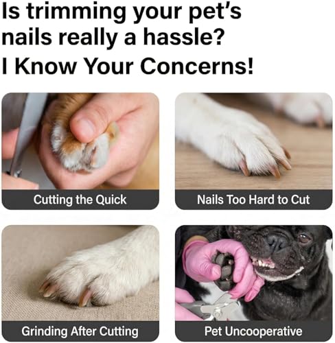 Silent Groom pro Nail Grinder, 2-Speed USB-C Rechargeable Dog Nail Trimmer with LED Light, Safe Painless Paw Grooming Tool for Small Medium Large Dogs Cats, with Replacement Heads
