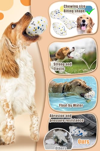 Moonorange 2Pcs Bone Dog Balls+Rugby Dog Toys for Aggressive Chewers, Indestructible Tennis Balls for Dogs (Bone+Rugby) - color: Mixed-Bone+Rugby-2Pcs