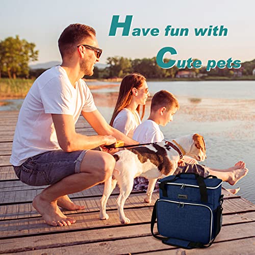 BAGLHER Dog Travel Bag, Pet Travel Bag (ALL Pet Travel Supplies), With 2 Pet Food Containers and 2 Collapsible Silicone Bowls; Essential Kits for Pet Travel Dark Blue - color: Dark Blue, size: Medium