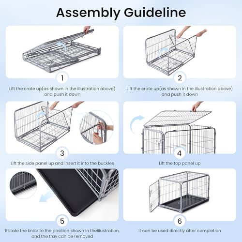 ZOMISIA Collapsible Dog Crate for Medium Dogs - 36 inch Escape Proof Metal Dog Kennel with Double Door, Easy Assembly Foldable Dog Cage with Removable Tray, Indoor Outdoor Use, Silver Gray - size: 36.2"L x 22.4"W x 23.0"H