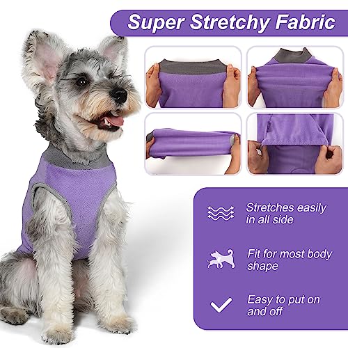 cyeollo 2 Pack Fleece Dog Sweater Pullover Vest with Reflective Stripe, S | 4-Way Stretch, Lightweight Soft Fleece Sweatshirt, Reflective in Low Light, Easy On & Off, Wear Alone or Layered - color: Purple & Grey, size: Small
