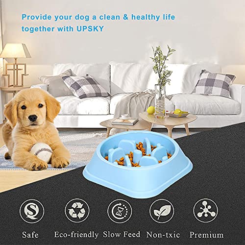UPSKY Slow Feeder Small Dog Bowl - Anti-Slip Puzzle Bowl Feeder, Interactive Bloat Stop, Anti-Choking - color: blue