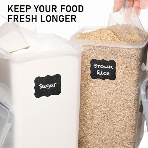 WHITE FEATHER SUPPLIES 8.5L/287Oz Extra Large Airtight Food Storage Containers (2 PC) with Lids, Kitchen and Pantry Organization Containers for Baking Supplies, Cereal, Flour, Sugar, Rice (BPA Free) - color: Black