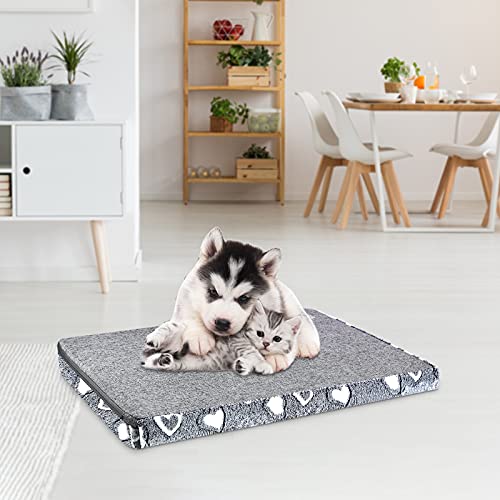 VANKEAN Reversible Cool and Warm Dog Bed Mat for Crates - Stylish Pad With Waterproof Inner Linings and Removable Machine Washable Cover, Firm Support for Small to XX-Large Dogs, Grey - size: S(24 x 18 x 3")