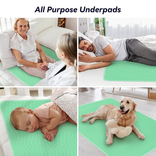 2 Pack 36” x 54” Extra Heavy Absorbency Washable Underpads, Waterproof Nursing Pads Incontinence Bed Pads, Reusable Washable Pee Pads for Dogs, Diaper Changing & Adults, Mattress Protector - size: 2 Pack - 36" x 54"