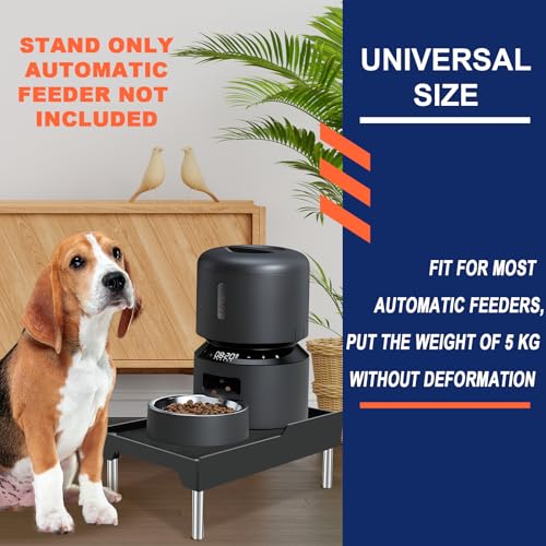 Beautyflier Raised Dog Feeder Stand Elevated Holder for Automatic Cat & Dog Feeders Pet Water Bowl Dispenser Stand Adjustable Fits Small Jugs Holds 5KG, Black (Holder ONLY) - color: Black