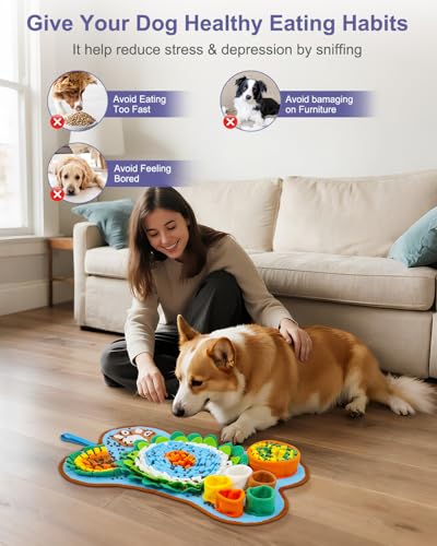 Snuffle Mat for Dogs, Pet Sniffing Pad for Medium & Small Dogs, 25 x 17 in, Slow Feeder Dog Treat Mat for Training & Stress Relief, Improves Sniffing Abilities, Non-Slip Bottom, Easy to Clean - size: 25*17in