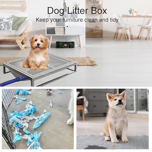 Porch Potty for Dogs, 31"×20" Stainless Steel Dog Litter Box, Portable Sturdy Metal Pet Toilet Tray, for Small Large Dogs Indoor Outdoor Use, Easy to Clean