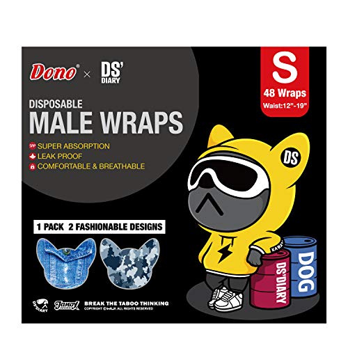 Dono Dog Diapers Male Disposable Male Dog Wraps, Wider Doggie Puppy Diapers Male Belly Bands, Super Absorbent, Leak-Proof Fit, Excitable Urination, Incontinence, Small 48ct - size: Small (12-19inch)