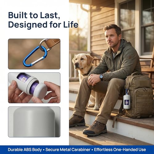 1-Pack Dog Poop Bag Storage Box (with Leash Hook) | Compact Pet Waste Bag Dispenser, Portable Plastic Dog Waste Bag Dispenser, White
