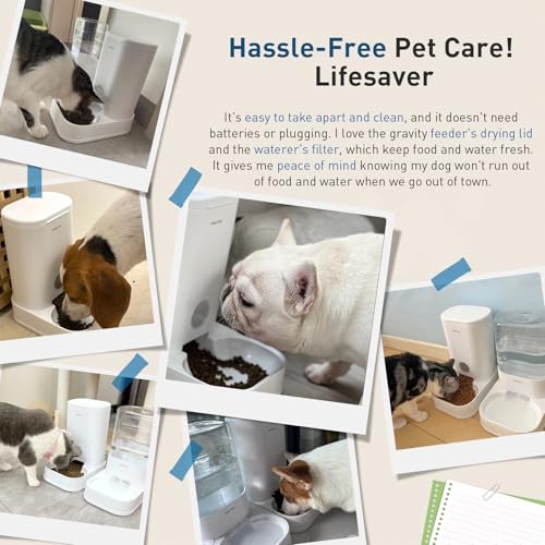 PAWGETHERยฎ Gravity Cat Feeder, 1 Gallon/3.5L Dog Food Dispenser, No-Electricity Automatic Pet Feeder, Auto Refill Food Bowl for Cats & Small, Medium Dogs Easy to Fill - color: Feeder