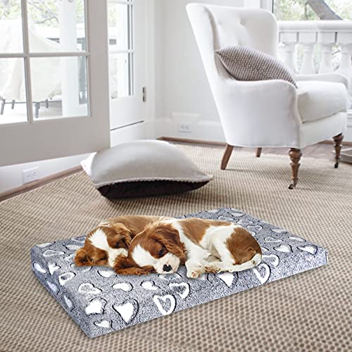 VANKEAN Dog Crate Mat - Reversible Cool & Warm Stylish Bed, Waterproof & Machine Washable, Supports Small to XXL Dogs, Grey - size: L(36 x 24 x 3")