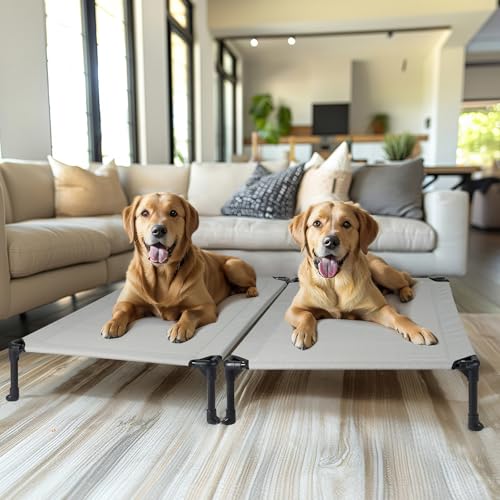 Veehoo Raised Dog Bed - Cooling Elevated Pet Cot with Mesh, No-Slip, Durable for Large Dogs, 42" x 30", Grey, CWC1803-L - color: 2Packs- Grey, size: 42.0"L x 30.0"W x 7.0"Th