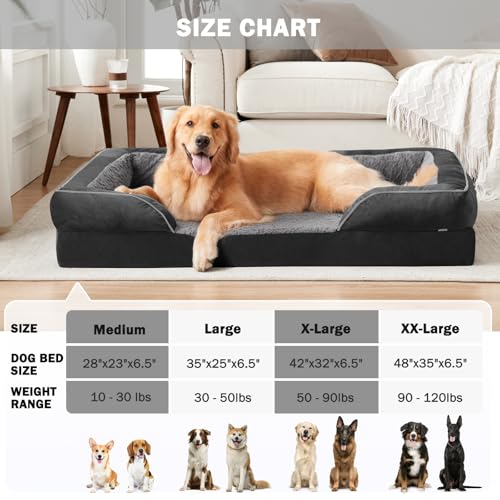 INVENHO Orthopedic Medium Dog Dogs, Egg-Crate Foam Dog Couch with Washable Removable Cover, Waterproof Lining and Nonskid Bottom - color: Black, size: M (28"x 23"x 6.5")