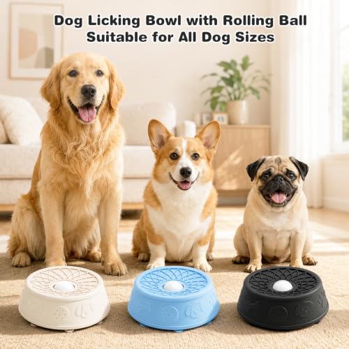 Dog Lick Bowl, Slow Feeder Dog Bowls for Liquid Treats, Food-Grade Silicone Anti-Slip Dog Licking Toy, Bone Broth and Yogurt Puzzle Feeder for Large Medium Puppy Pet & Cats Helps Protect the Stomach - color: Black