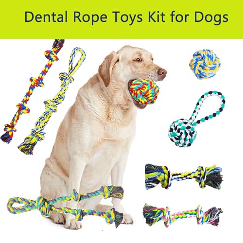 Natural Cotton Dog Rope Toys,Tough Tug of War Dog Toys for Large, Medium & Small Dogs, Tough Dog Rope Toys for Aggressive Chewers, Helps Clean Teeth & Prevent Furniture Destruction(8PCS) - color: colorful-8PCS