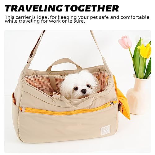 ONECUTE Soft and Comfortable Pet Carrier and Business Backpack with Strong Support - Ideal for Business, Travel, and Outings with Small Dogs and Cats (Kahki,15.7" L x 5.5" W x 9.8" H,up to 16lbs