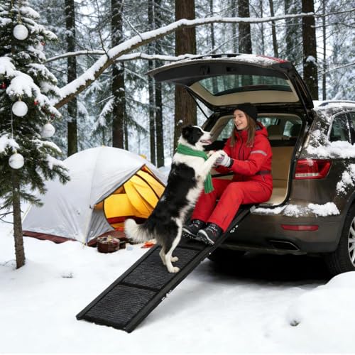 Garvee 63" Wide Folding Dog Ramp for Car, 17" Long Heavy Duty Non-Slip Portable Pet Ramp, Large Dogs Up to 250 lbs, Outdoor & Indoor Use - size: 63" × 17"
