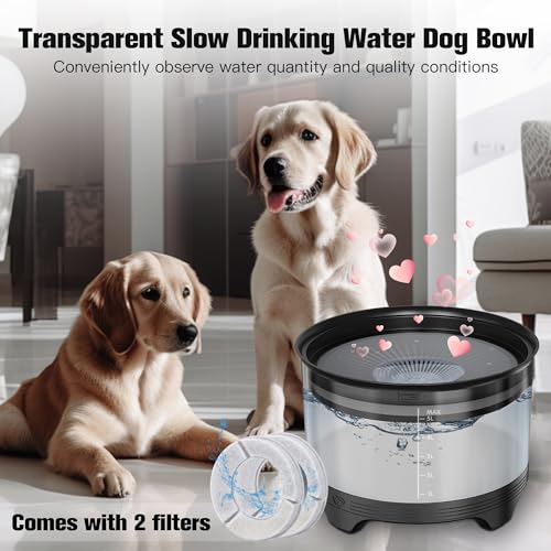 UPSKY 5.5L Dog Water Bowl,186oz Large Capacity No Spill Water Bowl for Dogs, Splash Proof Slow Water Feeder with Heightened Base, Anti-Slip Slow Drinking Pet Water Bowl for Messy Drinkers, B-Black - color: B-Black